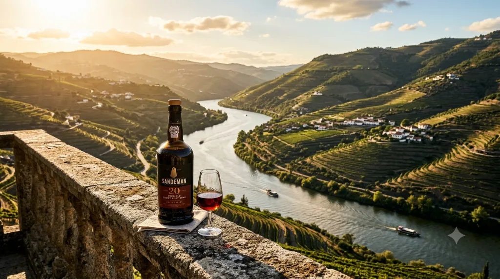 Ruộng bậc thang trồng nho bên sông Douro Bồ Đào Nha, chai rượu Port nhìn xuống thể sông