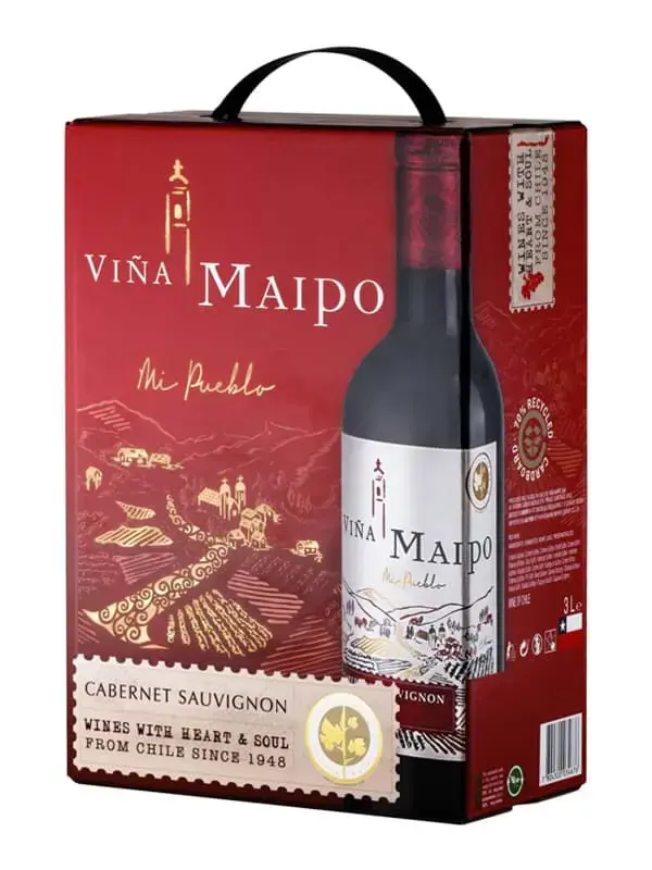 Hộp vang bịch Viña Maipo Cabernet Sauvignon 3 lít màu đỏ có quai xách