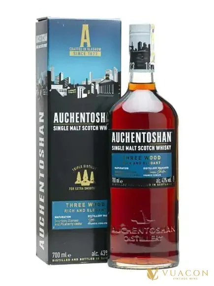 Auchentoshan Three Wood Lowland Single Malt – single Malt Scotch, Scotland, 700ml