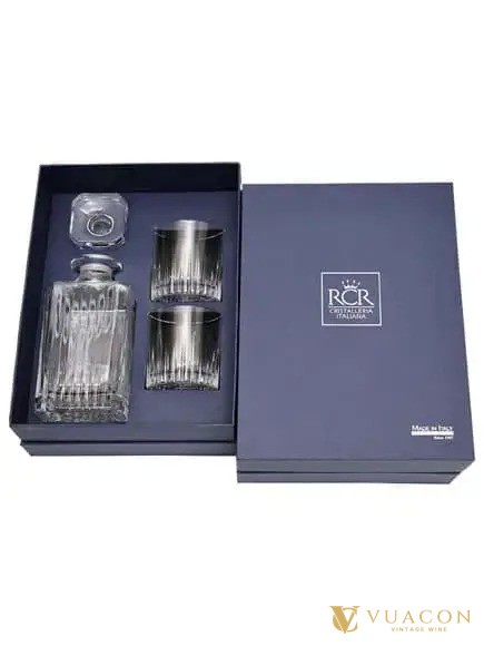 Set quà Tết rượu cho người không uống nhiều: bộ bình ly RCR Timeless hộp quà Tết 2025