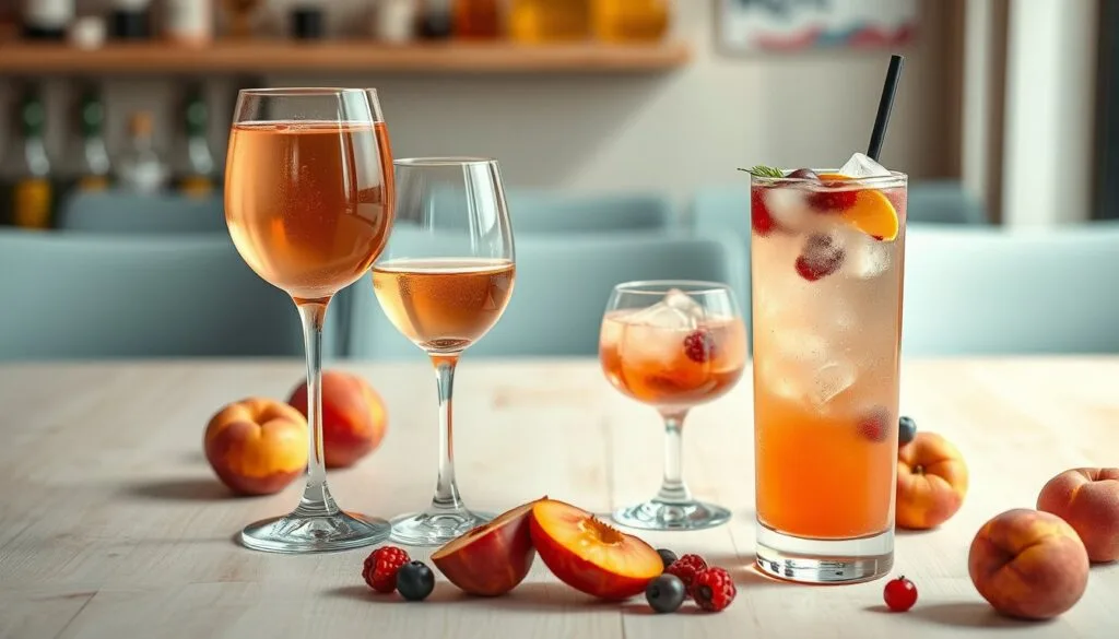 Ly vang hồng, vang nổ, rượu mơ và cocktail trái cây: các loại rượu nhẹ phổ biến