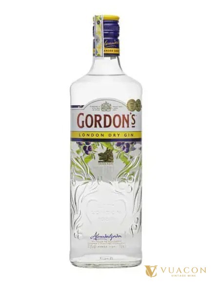 Chai gin Gordon's London Dry Gin màu xanh nhạt