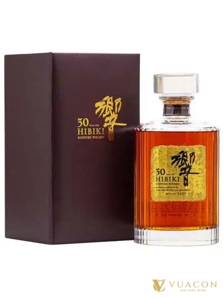Chai Hibiki 30 năm nhãn vàng ánh kim và hộp tím than