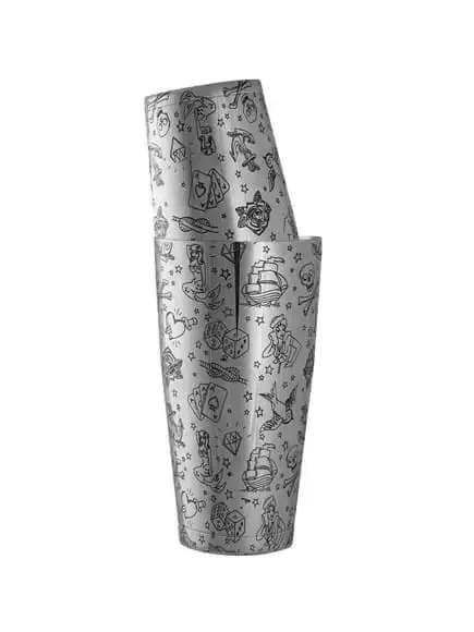 Bình lắc – Tattoo Boston Can & Cup Weighted – dụng cụ Bar, 750ml