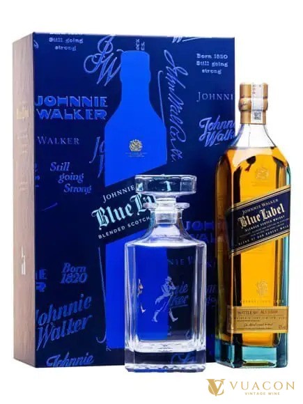 Johnnie Walker Blue hộp quà Tết 2026, quà Tết rượu cao cấp kèm decanter