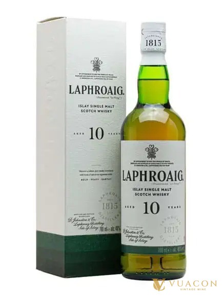 Laphroaig 10 năm whisky khói Islay, chai nền khi đọc tin laphroaig 2026