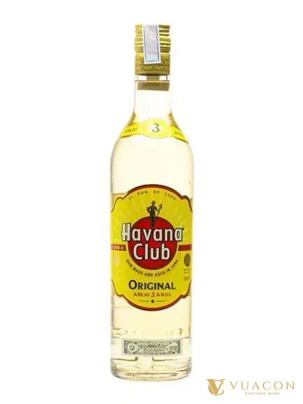 Chai rum Havana Club Añejo 3 Años nhãn vàng Original
