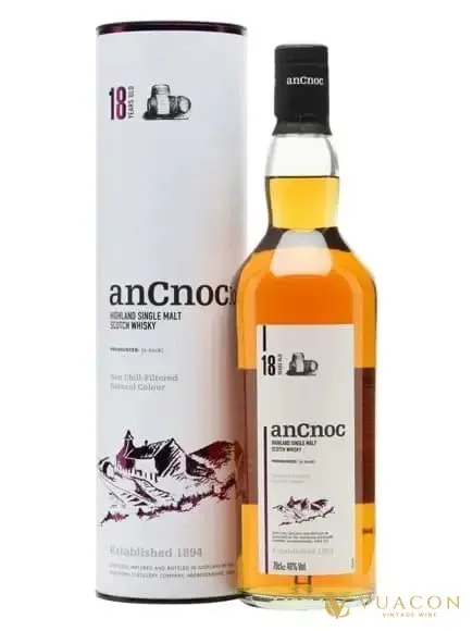 Rượu AnCnoc 18 năm – single Malt Scotch, Highland, Scotland, 700ml
