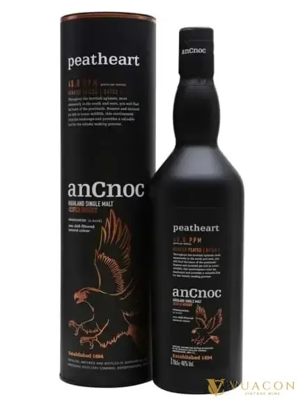 Rượu AnCnoc Peatheart – single Malt Scotch, Highland, Scotland, 700ml