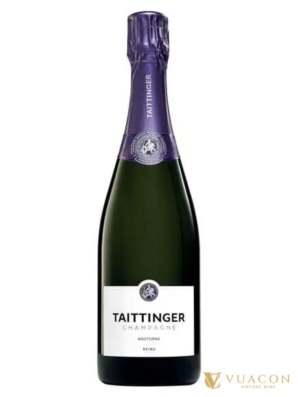Chai champagne Taittinger Nocturne cổ tím, nhãn trắng