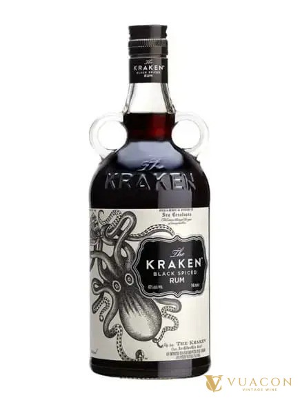 Chai rum Kraken Black Spiced nhãn trắng vẽ con bạch tuộc