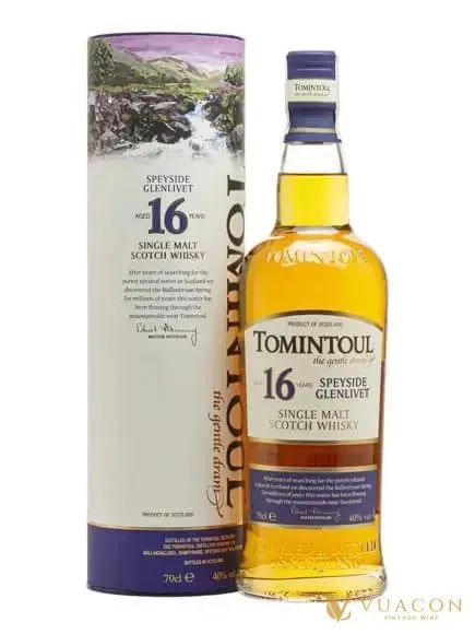 Rượu Tomintoul 16 năm – single Malt Scotch, Speyside, Scotland, 700ml