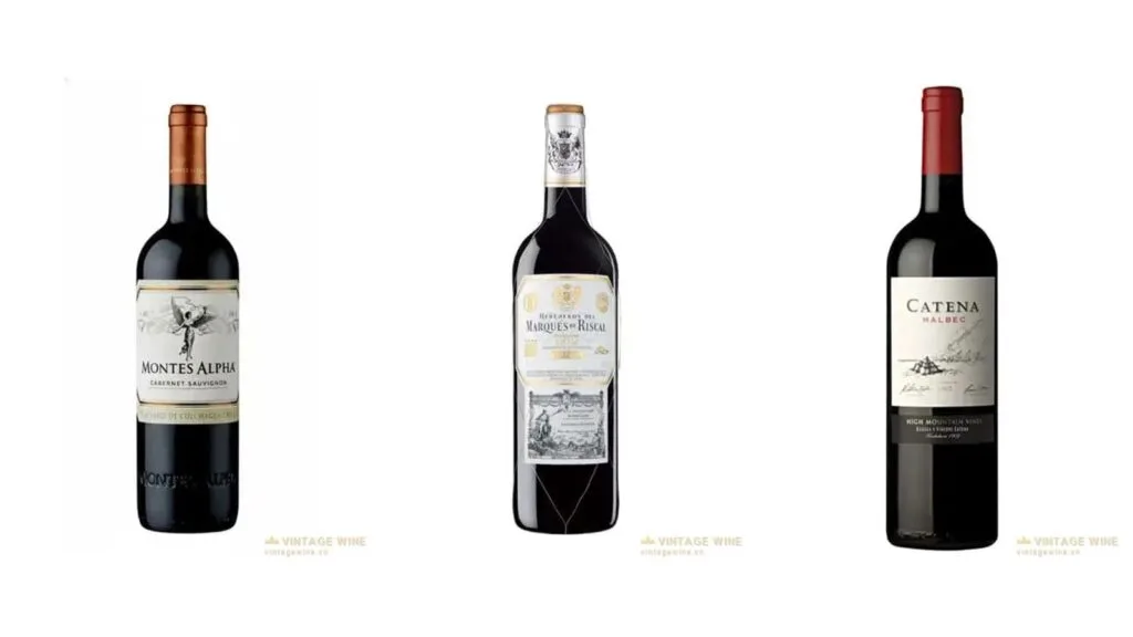 Vang đỏ Montes Alpha Cabernet, Marqués de Riscal Reserva, Catena Malbec