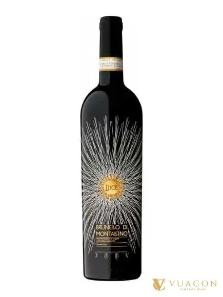 Chai vang Luce Brunello di Montalcino nhãn đen mặt trời vàng