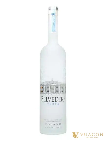 Chai vodka Belvedere 3 lít thân thuỷ tinh mờ in hình toà nhà Belweder