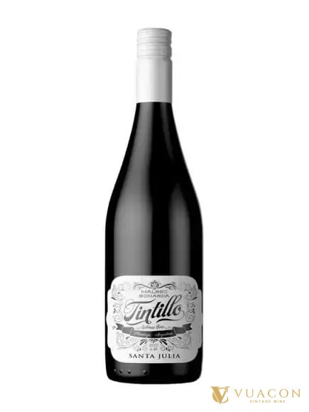 Chai Santa Julia Tintillo Malbec Bonarda nhãn trắng chữ đen