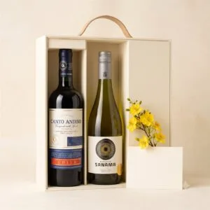 Set vang đôi Chile: Canto Andino Cabernet và Sanama Chardonnay trong hộp quà – 750ml