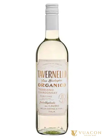 Chai vang trắng Tavernello Organico Trebbiano Chardonnay Rubicone nhãn trắng