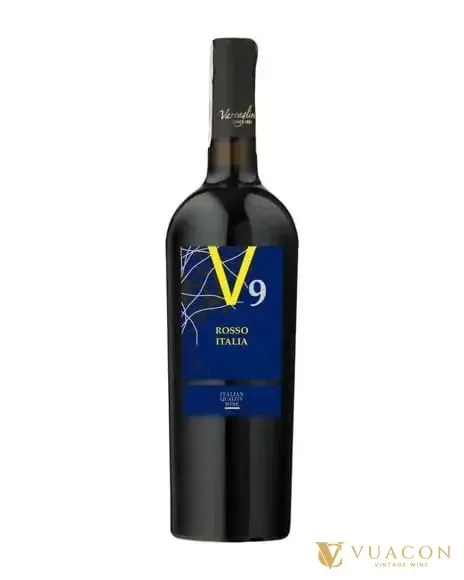 Vang V9 Rosso Italia – Puglia, Ý, 750ml – chai và nhãn