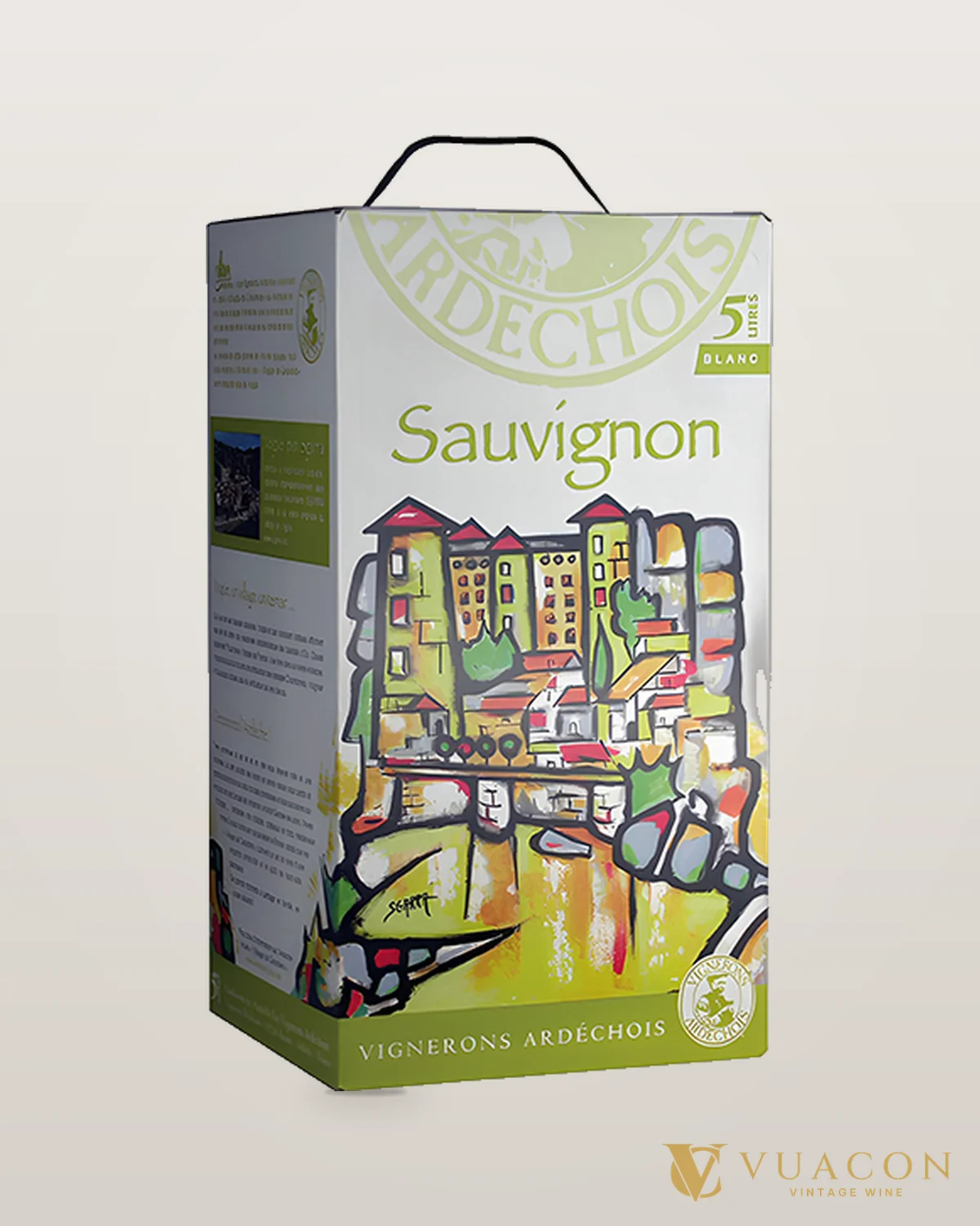 Bịch Vignerons Ardechois Sauvignon Blanc – chai chính hãng tại Vua Cồn