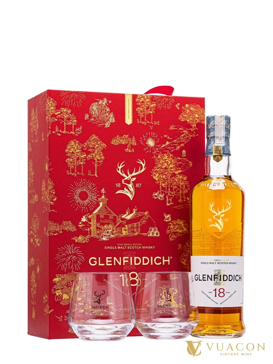 Glenfiddich 18 năm – Hộp quà Tết 2027 – single Malt Scotch, Speyside, Scotland, 700ml