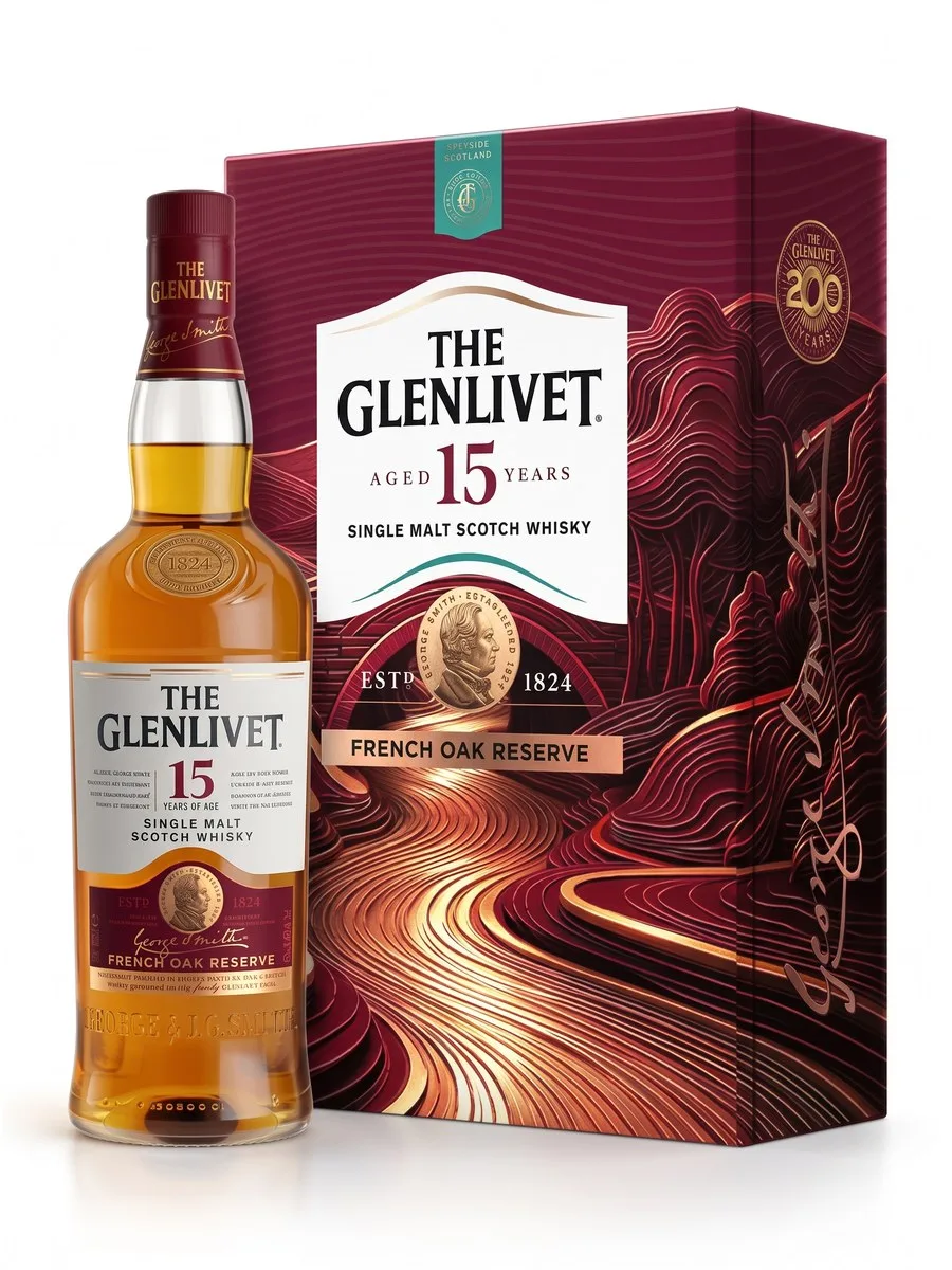 Glenlivet 15 năm French Oak Reserve – Hộp quà Tết 2027 – single Malt Scotch, Speyside, Scotland, 700ml