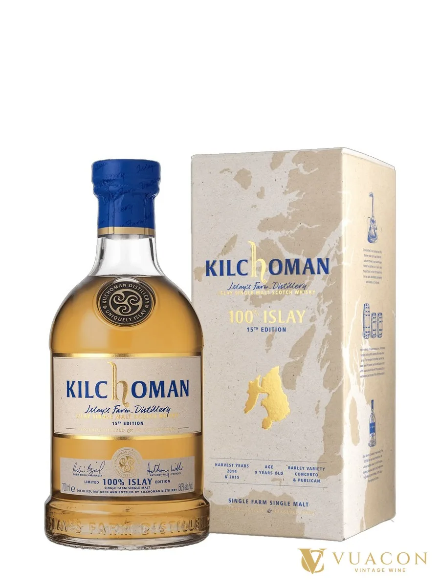 Kilchoman 100% Islay 15th Edition – 9 năm – single Malt Scotch, Scotland, 700ml