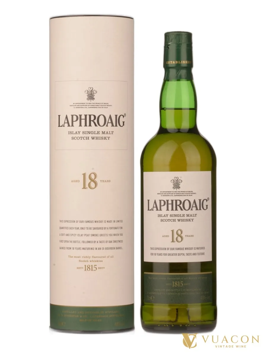 Laphroaig 18 năm – single Malt Scotch, Islay, Scotland, 700ml