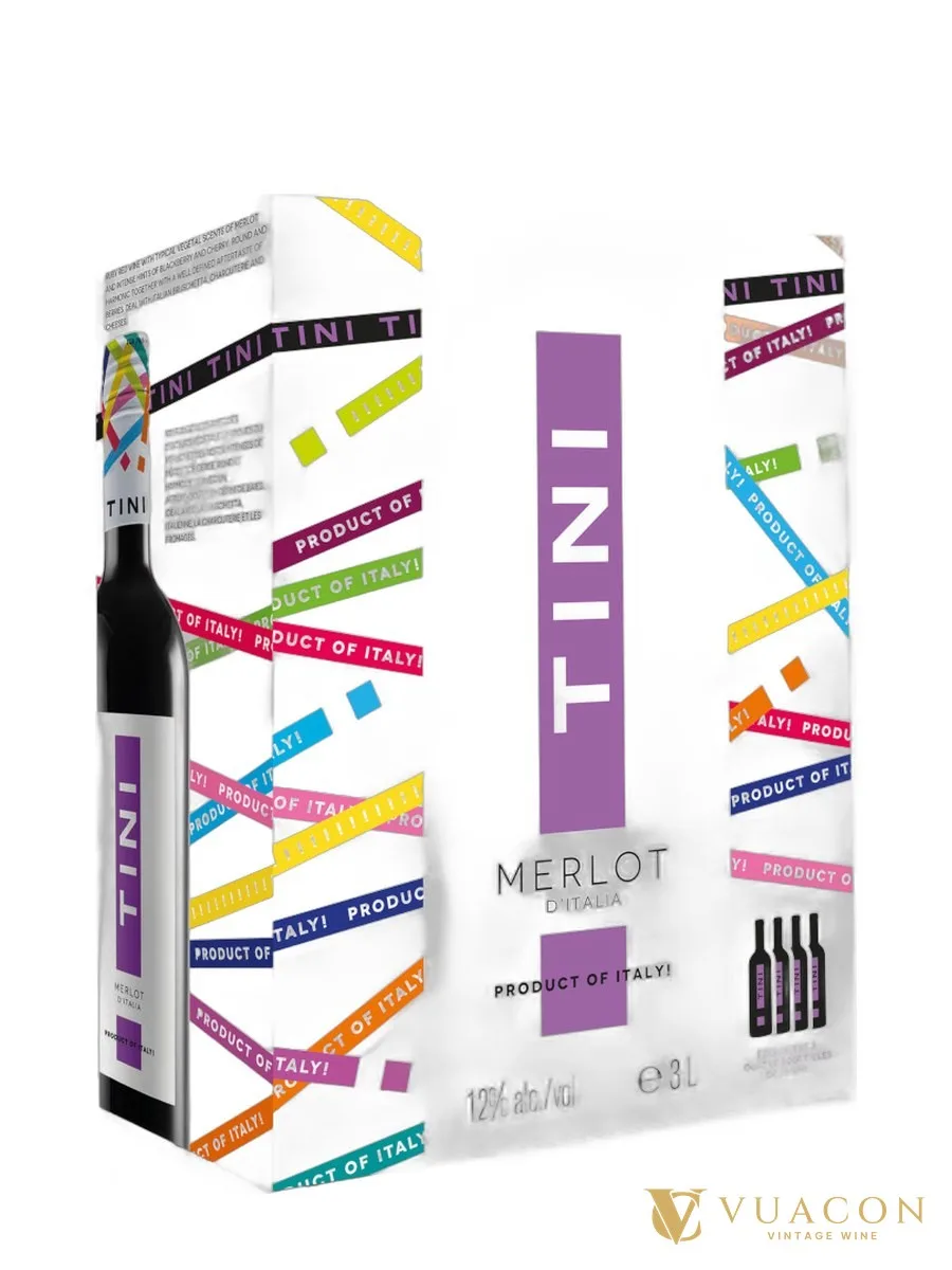 Vang bịch Tini Merlot d’Italia 3L – Ý, 3000ml